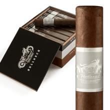 Load image into Gallery viewer, Full-flavored CAO Flathead Steel Horse Bullneck Toro cigar with dark, oily wrapper and detailed band, showcasing premium craftsmanship.