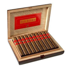 Load image into Gallery viewer, Medium flavored Rocky Patel Sun Grown Robusto Ecuadorian cigar with detailed wrapper and band, displayed on a wooden surface.