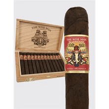 Load image into Gallery viewer, Nicaraguan coffee-infused The Wise Man Maduro Robusto cigar with dark Maduro wrapper and rich, textured surface.