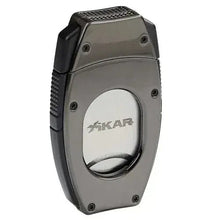 Load image into Gallery viewer, Gun metal Xikar Flip Dual Cigar Cutter with sharp blades and ergonomic design for precise cigar cutting.