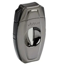 Load image into Gallery viewer, Gun metal Xikar Flip Dual Cigar Cutter with sharp blades and ergonomic design, perfect for precise cigar cutting.
