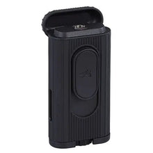 Load image into Gallery viewer, Black Xikar Hedron cigar lighter with sleek design, featuring multiple flame jets for even lighting of cigars.