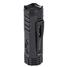 Load image into Gallery viewer, Black Xikar Tactical 1 cigar lighter with single flame, designed for precise lighting and easy handling.