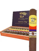 Aganorsa Supreme Leaf International 2026 Robusto medium flavored cigar with a dark wrapper, displayed on a wooden background.