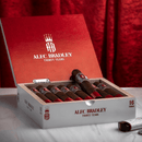 Alec Bradley 30 Years Robusto medium-flavored cigar pack with several cigars displayed, showcasing rich brown wrappers.