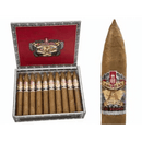 Alec Bradley American Classic Blend Torpedo cigar, coffee-infused, with detailed wrapper and band, resting on a wooden surface.