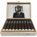 Alec & Bradley Blind Faith Gordo medium flavored cigars, featuring a dark wrapper and premium cigar band, displayed on a wooden surface.