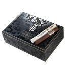 A box of Alec Bradley Prensado Tubo medium flavored cigars with several cigars inside, showcasing the packaging and cigar band.