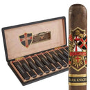 Ave Maria Dark Knight Robusto medium flavored cigars, with dark wrapper and rich aroma, displayed in a box.