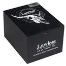 Black Label Trading Co. Lawless Gran Toro Gordo medium-flavored cigar featuring dark wrapper and gold band, displayed on a wooden surface.