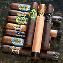 Cigar sampler box featuring CAO Dream Team cigars from Boston's Cigar Shop, showcasing a variety of premium cigars in the set.