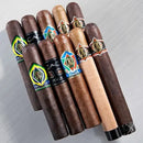 Assorted cigars from the CAO Dream Team Sampler, displayed in a cigar sampler pack by Boston's Cigar Shop.