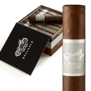 Cao Flathead Steel Horse Bullneck Toro full-flavored cigar with dark wrapper and rich tobacco filling, displayed on a wooden surface