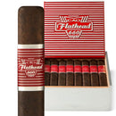 Full-flavored CAO Flathead V660 Carb Gordo cigar from Boston's Cigar Shop, showcasing its rich wrapper and rounded shape.