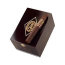 Cao Gold Maduro Torpedo medium flavored cigar with dark wrapper, resting on a wooden surface, showcasing its tapered shape.