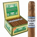 Cuban Delights Corona Rum mild flavor cigar displayed in box, featuring light-colored wrapper with band, from Boston's Cigar Shop