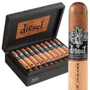 Full flavored Diesel Esteli Puro Gigante Gordo cigar with rich, dark wrapper, showcasing its size and detailed packaging.