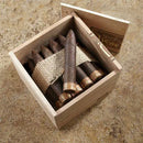 Full-flavored Diesel Robusto cigar displayed on a wooden surface, showcasing its dark, oily wrapper and cylindrical shape.
