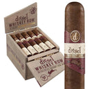 Medium flavored Diesel Whiskey Row Sherry Cask Gigante cigars displayed in a box, showcasing rich cigar bands and packaging.
