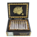 Drew Estate Tabak Especial Robusto Negra medium flavored cigar pack with dark wrapper and branded band, displayed on a wooden surface.