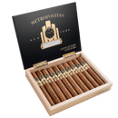 Coffee-infused Ferio Tego Metropolitan Limited 30 Years Toro cigar displayed in a protective wooden box, showcasing rich cigar details.