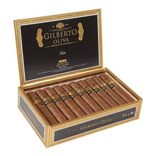 Load image into Gallery viewer, Gilberto Oliva Reserva Noir Robusto medium flavored cigars with smooth, dark tobacco wrapper, displayed in a close-up shot.
