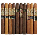 Gurkha 10-Count Churchill Cigar Sampler featuring assorted premium cigars on a wooden background