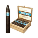 Herrera Esteli Brazilian Stalk-Cut Maduro Fino cigar with coffee infusion, pyramid shape, dark Maduro wrapper, detailed wrapper texture.