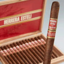 Coffee-infused Herrera Esteli Connecticut Broadleaf Lancero cigar with a smooth, light-colored wrapper and detailed band.