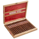 Coffee-infused Herrera Esteli Connecticut Broadleaf Lancero cigar with detailed wrapper and band, showcasing premium craftsmanship.