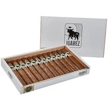 Load image into Gallery viewer, Jericho Hill Juarez Maduro Gordo cigar by Crowned Heads, medium-flavored cigar with dark, oily Maduro wrapper, resting on a wooden surface.
