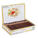 Full flavored La Gloria Cubana Corona Gorda Maduro Toro cigar displayed on a wooden surface, showcasing its dark, oily wrapper.