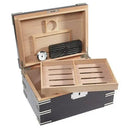 Large Ironsides cigar humidor by Boston's Cigar Shop, showcasing a wooden exterior and secure lid for storing premium cigars.