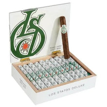 Load image into Gallery viewer, Medium flavored Los Statos Deluxe Toro Honduran cigars by Boston's Cigar Shop, showcasing the wrapped cigars in a wooden box.
