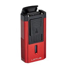 Lotus Duke V Triple Torch V-Cut Red and Black cigar lighter, with three flames and V-cut ignition, by Boston's Cigar Shop.