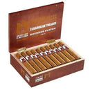 Sweet flavored M Bourbon by Macanudo Robusto cigar with rich wrapper and smooth aroma, displayed on a wooden surface.