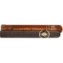 Load image into Gallery viewer, Medium flavored Macanudo Maduro Hampton Court cigar in a tube, displayed on a wooden surface with a blurred background.
