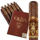 Full box of Oliva Serie V full-flavored cigars in a sampler pack, showcasing premium cigar packaging and branding.