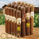 Oliva Top Twenty Brand Sampler of medium flavor cigars from Boston's Cigar Shop, displayed in a box with multiple cigars shown.
