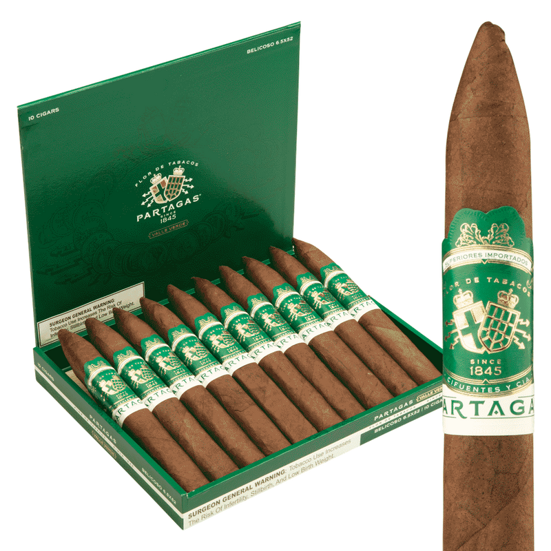 Partagas Valle Verde Boxed-Pressed Belicoso Medium Flavored Cigars Boston's Cigar Shop