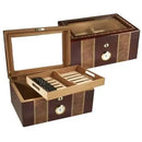 Wooden Presidente Cigar Humidor from Boston's Cigar Shop with a polished finish and silver hardware for storage and preservation of cigars.