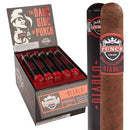 Coffee-infused Punch Diablo by AJ Fernandez Gusto Tube Robusto cigar, featuring dark wrapper and detailed band, displayed on a wooden surface.