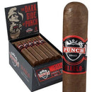 Coffee-infused Punch Diablo by AJ Fernandez Scamp Toro cigar, featuring dark wrapper and detailed band, displayed on a wooden surface.