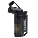 Black Rockwell Incline Triple Torch Cigar Lighter with ergonomic design, featuring three adjustable flames.