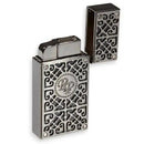 Black Rocky Patel Burn cigar lighter with sleek design, ideal for lighting premium cigars.