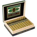 Rocky Patel ITC Emerald Toro medium flavor cigar displayed in a box, showcasing the rich dark wrapper and detailed band.