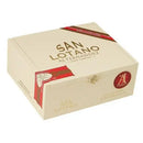 Coffee-infused San Lotano Oval Maduro Robusto cigar with dark wrapper and detailed band, displayed on a white background.