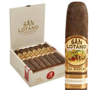 Coffee-infused San Lotano Oval Maduro Toro cigar with dark, oily wrapper and detailed band, displayed on a white background.