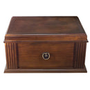 The Callahan Humidor by Boston's Cigar Shop, a wooden cigar humidor with a glass lid and metal clasp for storing cigars.