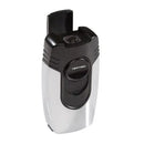 Vertigo Big Buddha cigar table lighter in brushed chrome and black, ergonomic design, ideal for premium cigar enthusiasts.